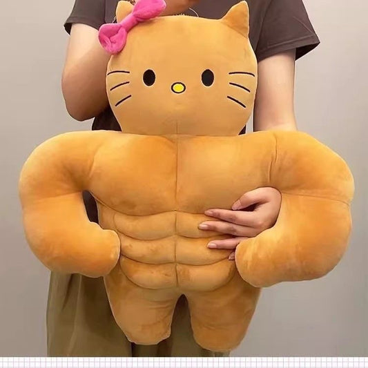 筋肉ハローキティ ぬいぐるみ キーホルダー バッグチャーム 面白い ユニーク[肌肉KT猫]