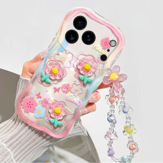 サマー水色フラワー iPhone ケース 夏らしいデザイン おしゃれかわいい[夏日水蓝花 苹果手机壳]