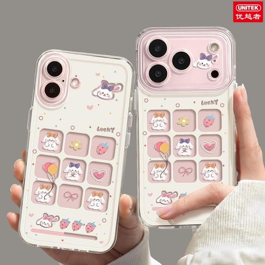 いちごラビット iPhone ケース かわいいストラップホール 耐衝撃 女子力 UP[草莓小兔适用苹果手机壳]