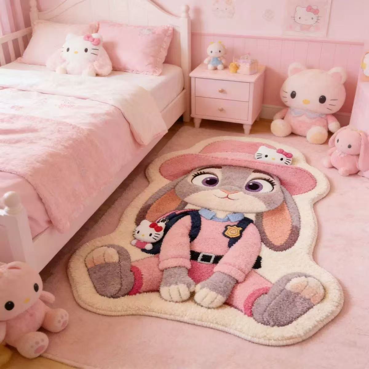 ズートピア ベッドサイドカーペット 寝室用[疯狂动物城地垫卧室床边毯装饰地毯]